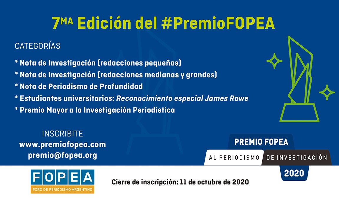 Premio FOPEA al Periodismo de Investigación 2020